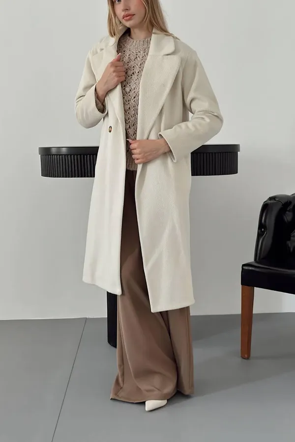 Manteau long écru en gros