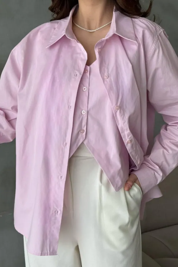 Toptan Pembe Yelekli Gömlek