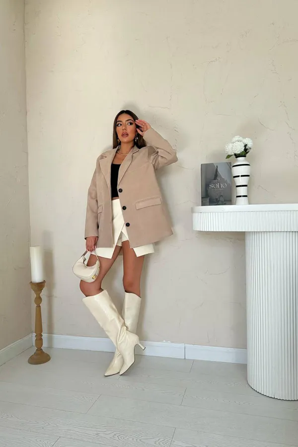 Veste blazer en daim beige en gros