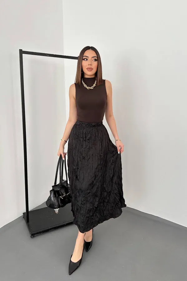 Toptan Siyah Kraşlı Etek