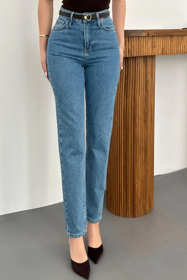 Toptan Mavi Boru Paça Jeans Pantolon