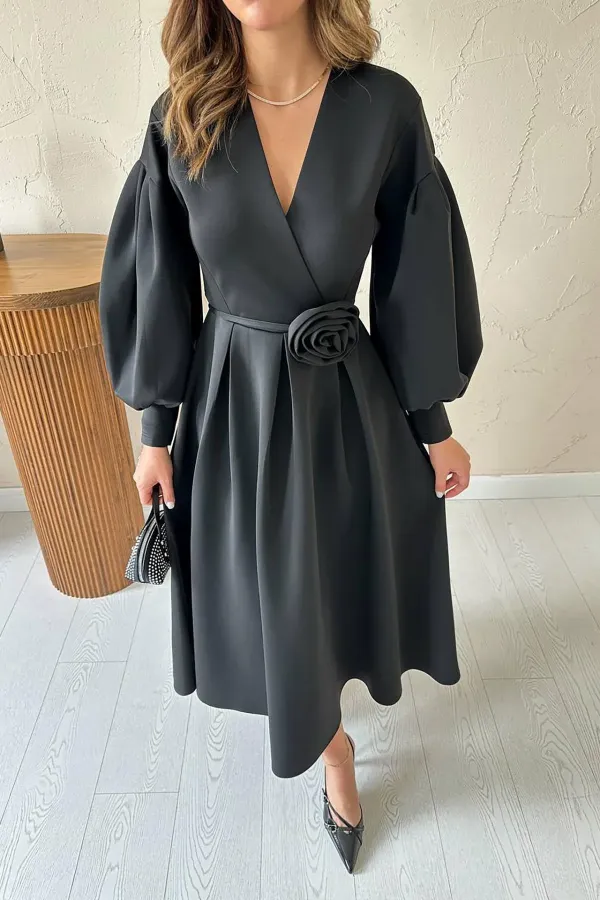 Robe de plongée détaillée à motif rose noire en gros