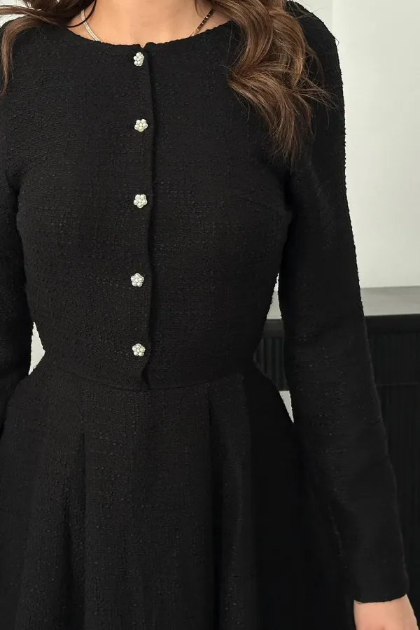 Toptan Siyah Kısa Klasik Elbise