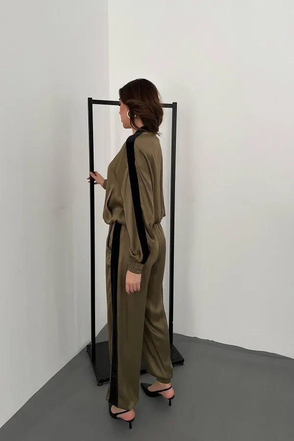 Survêtement rayé en satin et velours menthe, vente en gros