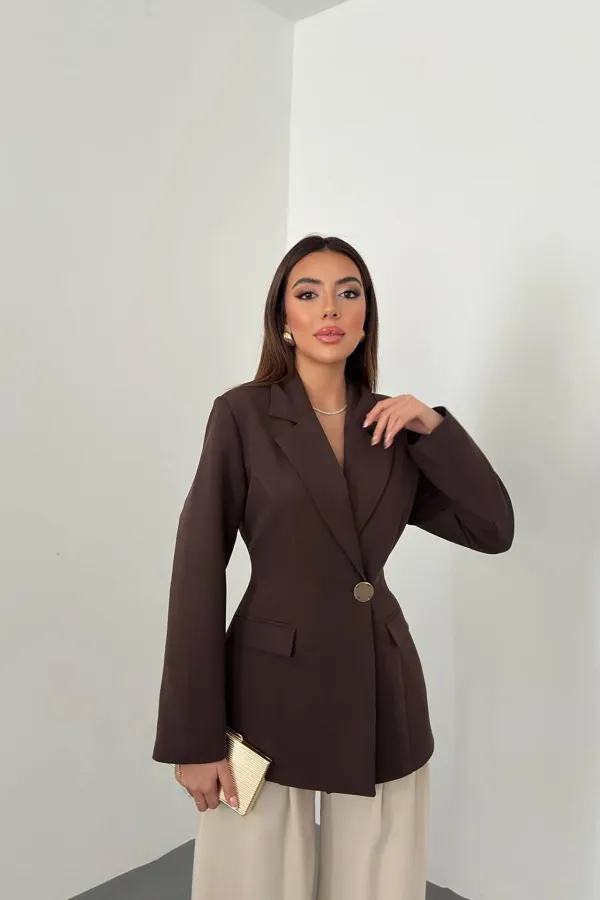 Veste blazer marron cintrée en gros