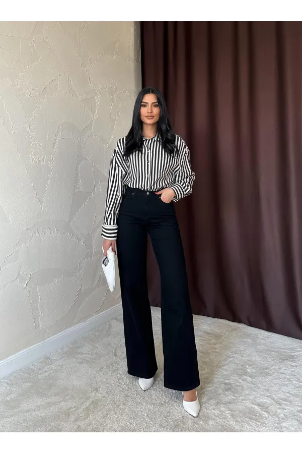 Toptan Siyah Comfy Jeans Pantolon