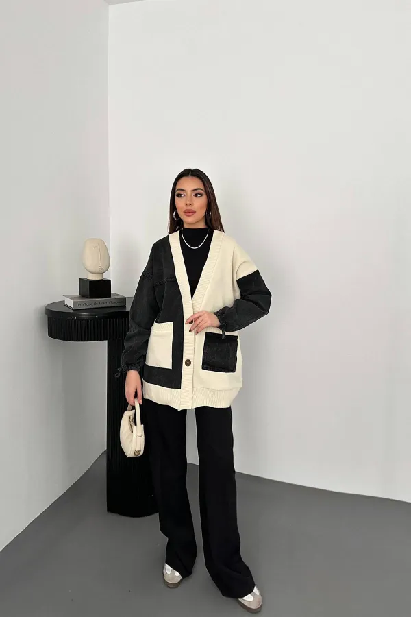 Toptan Siyah Garnili Kot Hırka