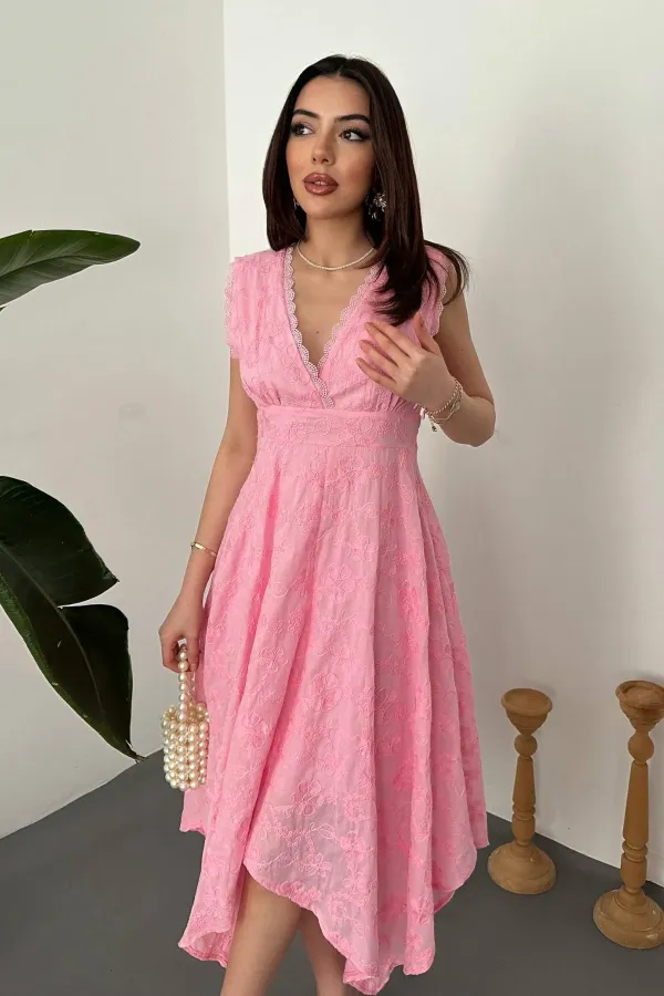 Wholesale Pink Embroidered Dress