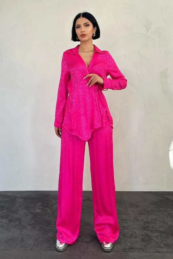 Ensemble de biais jacquard fuchsia en gros