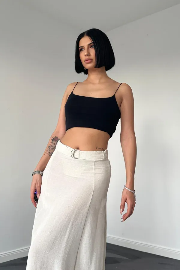 Toptan Bej Kemerli Etek