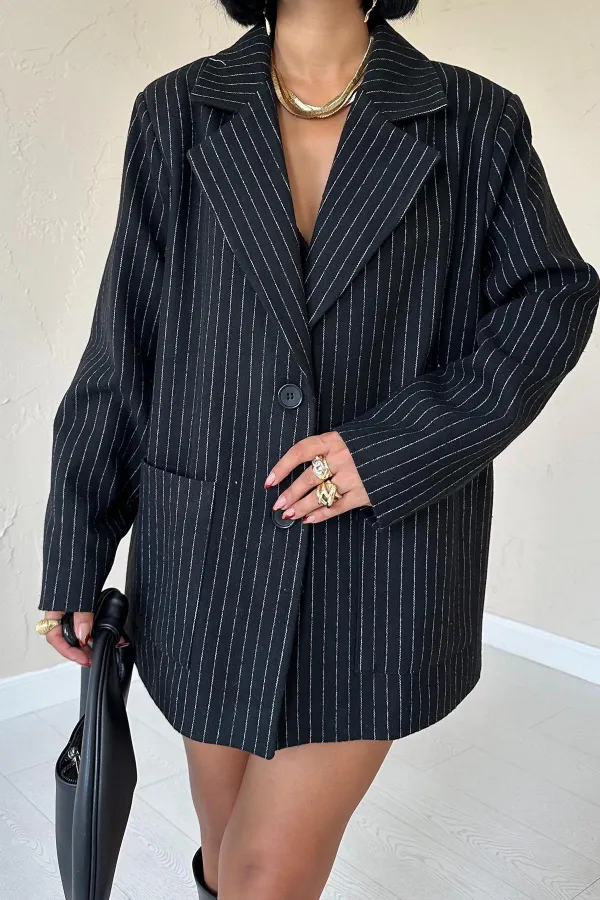 Veste oversize à rayures noires en gros