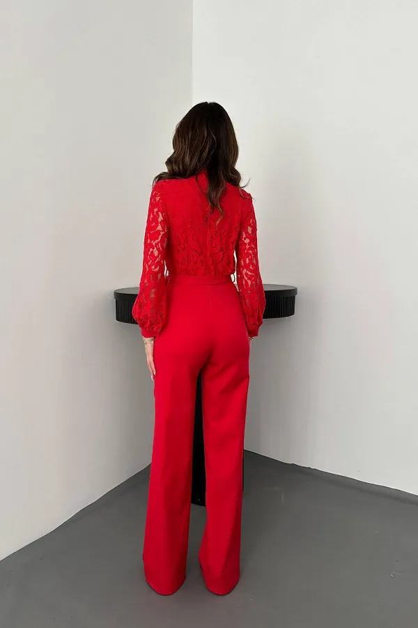 Combinaison en dentelle rouge en gros