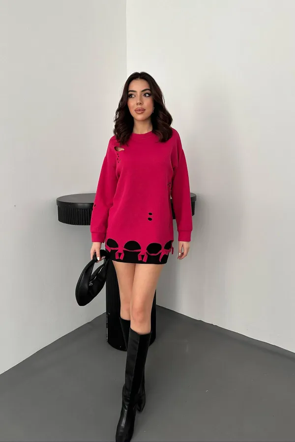 Chemisier fuchsia découpé au laser en gros