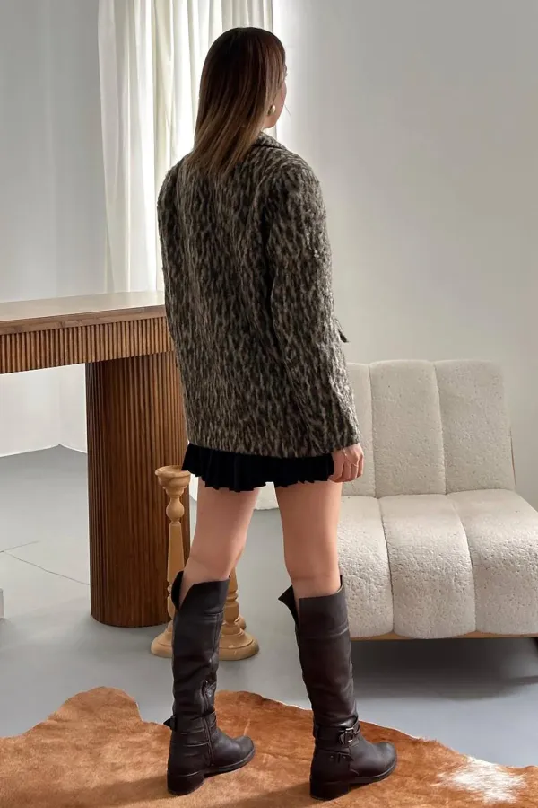 Veste en laine léopard en gros