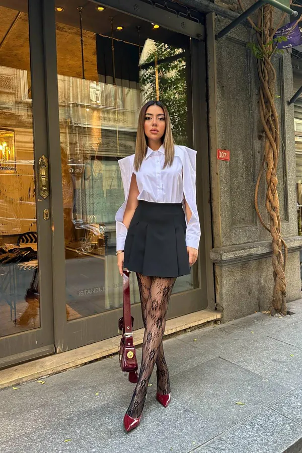 Chemise en popeline blanche avec détails sur les manches, en gros