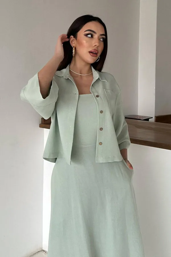 Toptan Mint Askılı Elbise Ve Gömlek