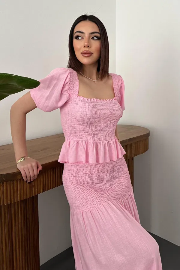 Toptan Pembe Gipeli Keten Takım