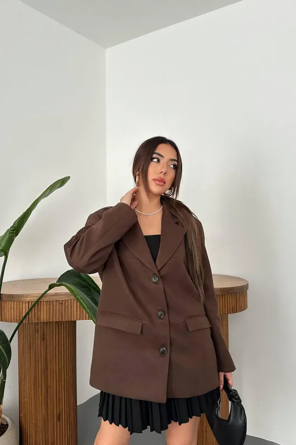 Toptan Kahverengi Blazer Süet Ceket