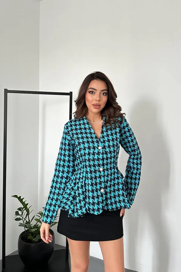 Veste bleue avec nœud dans le dos en gros