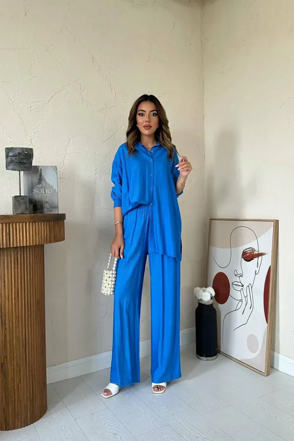 Wholesale Saks Alice Shirt and Loose Cut Trouser Set