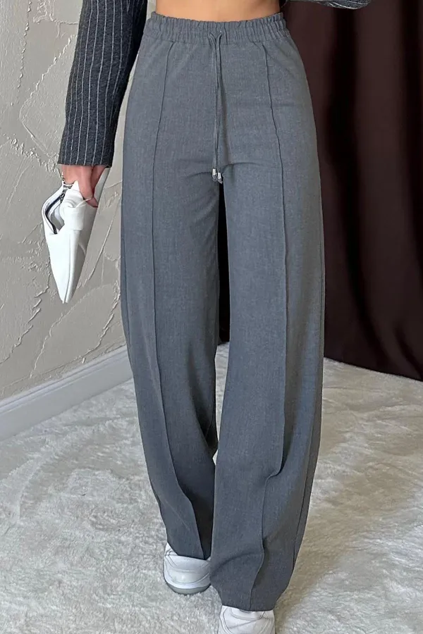 Pantalon anthracite avec cordon de serrage à la taille en gros