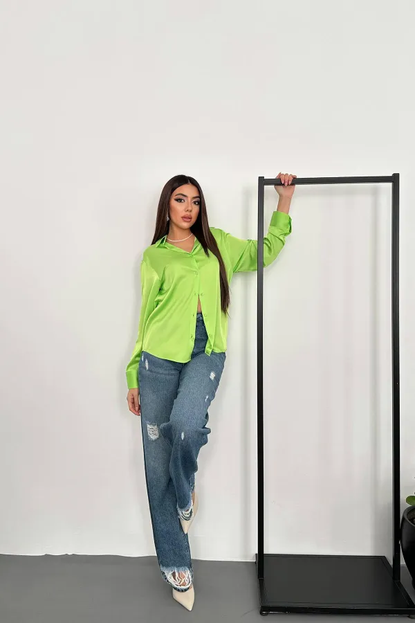 Chemise en satin fluo en gros