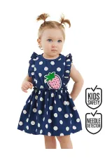 Puanlı Çilek Kız Bebek Poplin Elbise