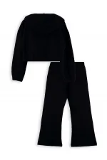 Stars Girls' Crop Black Tracksuit Set