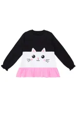 Fırfırlı Beyaz Kedi Kız Çocuk T-shirt Tayt Takım