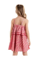 Robe à carreaux rouges pour fille chat de mer