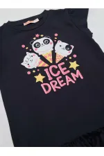 Robe bleu marine en coton « Rêve de glace » pour fille