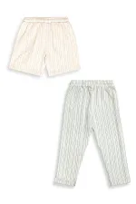 Çizgili Dokuma Pantolon Şort 2'li Paket