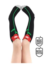 Poppy Flower Girl's Knee-High Socks Black