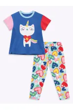 Kalpli Kedi Kız Çocuk T-shirt Tayt Takım