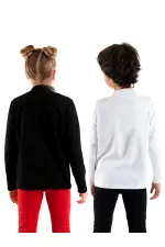 Lot de 2 t-shirts à col roulé unisexes noirs et blancs pour enfants