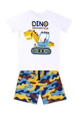 Dino Kazı Erkek Çocuk T-shirt Kamuflaj Şort Takım