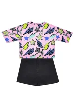 Yıldız ve Şimşek Kız Çocuk T-shirt Şort Takım