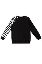 Fırfırlı Zebra Kız Çocuk Siyah Sweat