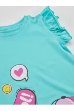 Sakızlı Unicorn Kız Çocuk Turkuaz Elbise