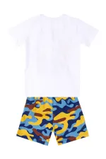 Dino Kazı Erkek Çocuk T-shirt Kamuflaj Şort Takım