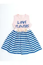 Floral Striped Girl's Pink Formal Dress