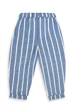 Blue and White Striped Unisex Kids' Trousers