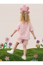 Ensemble t-shirt et short rose oversize pour fille