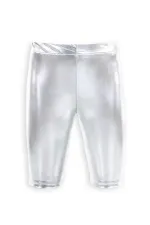 Girls' Knee-High Silver Shiny Leggings
