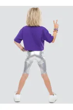 Girls' Knee-High Silver Shiny Leggings