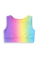 Renkli Kız Çocuk Spor Şort Etek Crop Atlet Takım