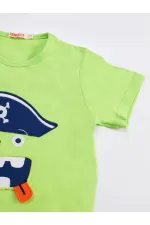 3D Yeşil Korsan Çocuk T-shirt Şort Bandana Takım