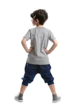 Fermuar Dino Erkek Çocuk T-shirt Kapri Şort Takım