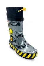Bottes de pluie grises pour garçons, motif véhicules de chantier