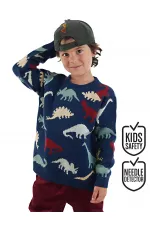 Dinosaurs Boys' Navy Blue Knitted Sweater